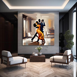 Afrikalı Dans Eden Çift Kanvas Tablosu 80x80 cm