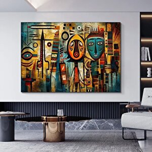 Afrika Sembolleri Ile Duvar Sanatı, Afrika Desenleri Ve Modern Kültür Temalı Hediye 50x70 cm