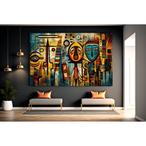 Afrika Sembolleri Ile Duvar Sanatı, Afrika Desenleri Ve Modern Kültür Temalı Hediye 50x70 cm