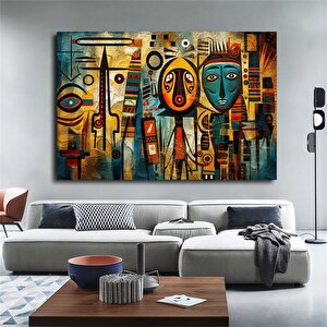 Afrika Sembolleri Ile Duvar Sanatı, Afrika Desenleri Ve Modern Kültür Temalı Hediye 40x60 cm