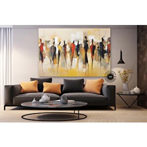 Afro-amerikan Sanatı, Siyah Sanat, Duvar Sanatı, Ev Dekoru Sanatı, Renkli İnsanlar Suluboya Baskısı 120x180 cm