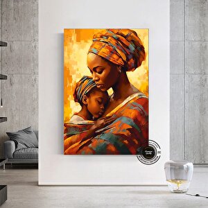 Çocuklu Afrikalı Kadın Tablosu – Soyut İzlenimci Aile Portresi