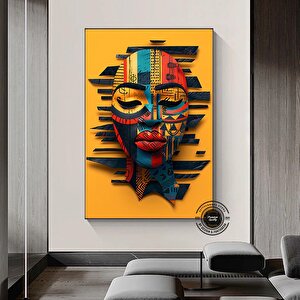 Afrika Sembol Kanvas Tablo – Geleneksel Desenler – Kültürel Lüks Dekor 100x200 cm