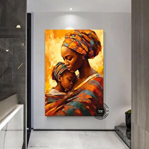 Çocuklu Afrikalı Kadın Tablosu – Soyut İzlenimci Aile Portresi 140x200 cm