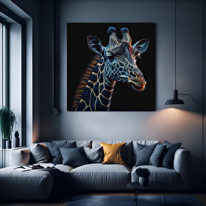 Renkli Sevimli Zürafa Kanvas; Hayvan Dekoru