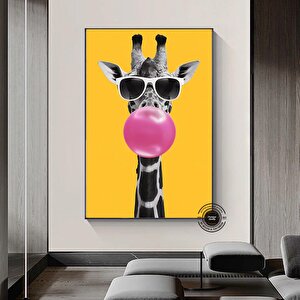 Zürafa Kanvas Sanatı, Gözlük Takan Zürafa Kanvas Baskı, Eğlenceli Ve Şakacı Kanvas Baskı 40x60 cm