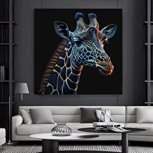 Renkli Sevimli Zürafa Kanvas; Hayvan Dekoru 120x120 cm
