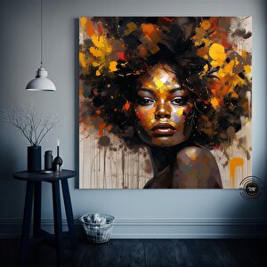Büyük Boy Afrika Kadını Portresi, Renkli Soyut Kadın Tablosu