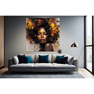 Büyük Boy Afrika Kadını Portresi, Renkli Soyut Kadın Tablosu