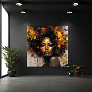 Büyük Boy Afrika Kadını Portresi, Renkli Soyut Kadın Tablosu