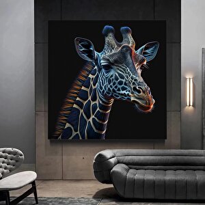 Renkli Sevimli Zürafa Kanvas; Hayvan Dekoru 40x40 cm