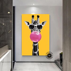 Zürafa Kanvas Sanatı, Gözlük Takan Zürafa Kanvas Baskı, Eğlenceli Ve Şakacı Kanvas Baskı