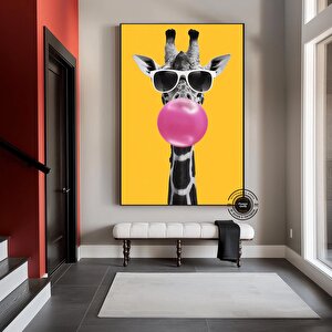 Zürafa Kanvas Sanatı, Gözlük Takan Zürafa Kanvas Baskı, Eğlenceli Ve Şakacı Kanvas Baskı 60x90 cm