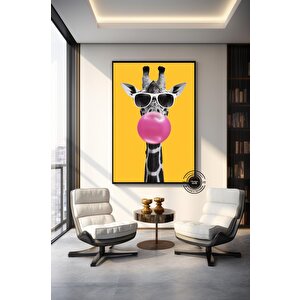 Zürafa Kanvas Sanatı, Gözlük Takan Zürafa Kanvas Baskı, Eğlenceli Ve Şakacı Kanvas Baskı 60x90 cm