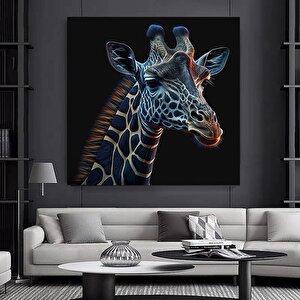 Renkli Sevimli Zürafa Kanvas; Hayvan Dekoru 60x60 cm