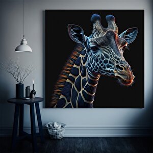 Renkli Sevimli Zürafa Kanvas; Hayvan Dekoru 60x60 cm