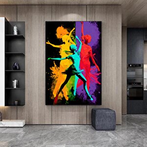 Üç Farklı Renkli Dansçının Renkli Kanvas Posteri, Dans Temalı Kanvas Tablo