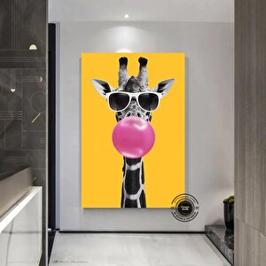 Zürafa Kanvas Sanatı, Gözlük Takan Zürafa Kanvas Baskı, Eğlenceli Ve Şakacı Kanvas Baskı