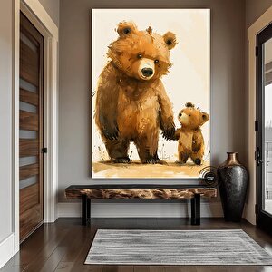 Anne Ve Yavru Ayı; Sevimli Hayvan Duvar Sanatı; Bebek Odası Baskıları; Sevimli Vintage Tarzı Hayvan