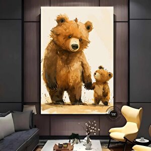 Anne Ve Yavru Ayı; Sevimli Hayvan Duvar Sanatı; Bebek Odası Baskıları; Sevimli Vintage Tarzı Hayvan