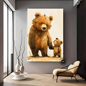 Anne Ve Yavru Ayı; Sevimli Hayvan Duvar Sanatı; Bebek Odası Baskıları; Sevimli Vintage Tarzı Hayvan