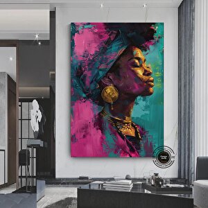 Afro-amerikan Sanat Kanvası, Siyah Kadın Portre Sanatı, Soyut Afrika Kadını Baskısı 60x90 cm