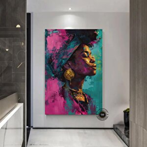 Afro-amerikan Sanat Kanvası, Siyah Kadın Portre Sanatı, Soyut Afrika Kadını Baskısı 60x90 cm