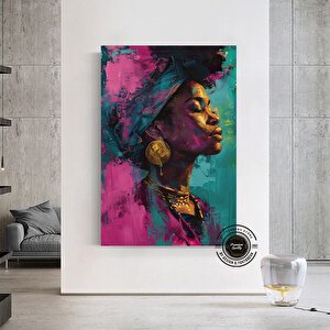 Afro-amerikan Sanat Kanvası, Siyah Kadın Portre Sanatı, Soyut Afrika Kadını Baskısı