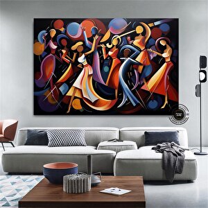 Picasso Stili Dans Kanvas; Kübizm Renklerinde Baskı