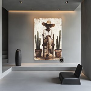 Minimal Afrikalı Kadın Portresi | Modern Kaktüs Sanatı | Siyah Duvar Dekoru | Boho Afro Kanvas