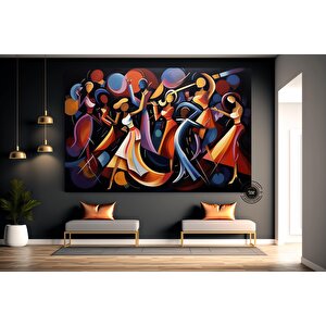 Picasso Stili Dans Kanvas; Kübizm Renklerinde Baskı 30x40 cm