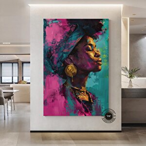 Afro-amerikan Sanat Kanvası, Siyah Kadın Portre Sanatı, Soyut Afrika Kadını Baskısı