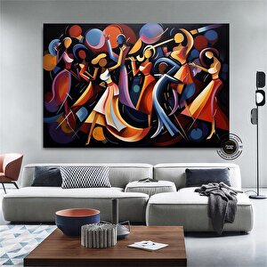 Picasso Stili Dans Kanvas; Kübizm Renklerinde Baskı