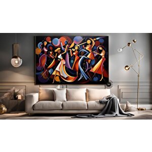 Picasso Stili Dans Kanvas; Kübizm Renklerinde Baskı