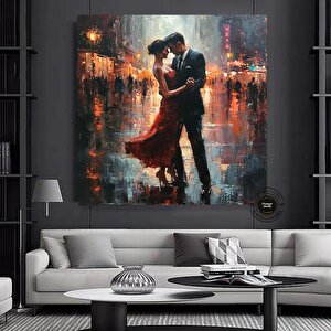 Tango Dans Eden Çift Kanvas; Aşk Tablosu; Asmaya Hazır 40x40 cm