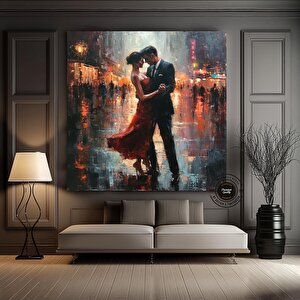 Tango Dans Eden Çift Kanvas; Aşk Tablosu; Asmaya Hazır 40x40 cm
