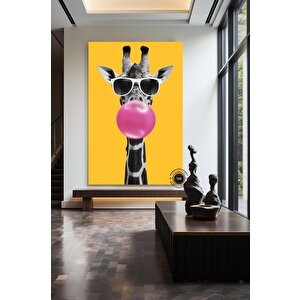 Zürafa Kanvas Sanatı, Gözlük Takan Zürafa Kanvas Baskı, Eğlenceli Ve Şakacı Kanvas Baskı