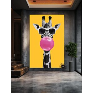 Zürafa Kanvas Sanatı, Gözlük Takan Zürafa Kanvas Baskı, Eğlenceli Ve Şakacı Kanvas Baskı