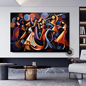 Picasso Stili Dans Kanvas; Kübizm Renklerinde Baskı 60x120 cm