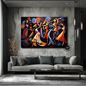 Picasso Stili Dans Kanvas; Kübizm Renklerinde Baskı 60x120 cm