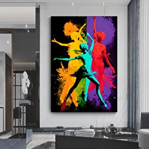 Üç Farklı Renkli Dansçının Renkli Kanvas Posteri, Dans Temalı Kanvas Tablo 100x150 cm