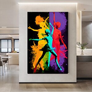 Üç Farklı Renkli Dansçının Renkli Kanvas Posteri, Dans Temalı Kanvas Tablo 100x150 cm