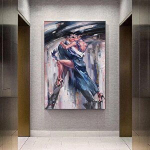 Büyük Kanvas Ev Dekoru, Dans Eden Çift Tablosu, Müzik Odası Sanatı, Tango Temalı Kanvas 60x90 cm