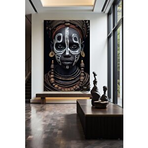 Afrika Kadın Portresi, Afrika Amerikan Kültürü, Afrika Kabilesi Duvar Sanatı 100x150 cm