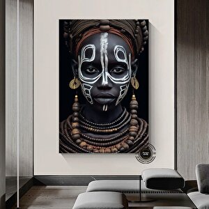 Afrika Kadın Portresi, Afrika Amerikan Kültürü, Afrika Kabilesi Duvar Sanatı 70x150 cm