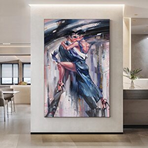 Büyük Kanvas Ev Dekoru, Dans Eden Çift Tablosu, Müzik Odası Sanatı, Tango Temalı Kanvas