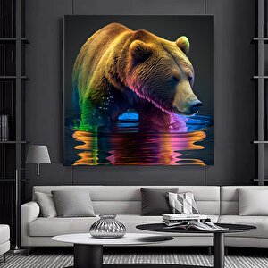 Ruhani Ayı Kanvası, Spiritüel Hayvan Temalı Duvar Dekoru 70x70 cm