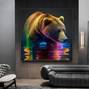 Ruhani Ayı Kanvası, Spiritüel Hayvan Temalı Duvar Dekoru 80x80 cm