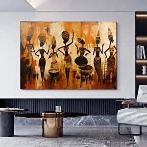 Afrika-amerikan Kültürü Duvar Sanatı – Soyut Kanvas, Yerel Kadın Figürleri 60x120 cm