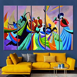 Renkli Afrikalı Kadın Dansçıları, Afrika Duvar Sanatı, Afro-amerikan Kadın Portreleri